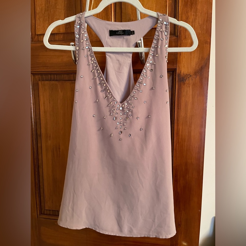 BKE sparkle top, a mauve color size small but fits like a medium.